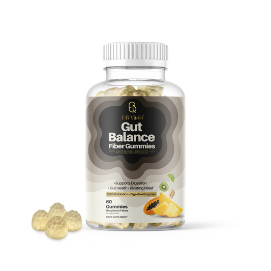 EB Vitals® Gut Balance Fiber Gummies | Sugar-Free Prebiotic Fiber with Inulin, Psyllium Husk & Digestive Enzymes for Digestive Health & Regularity
